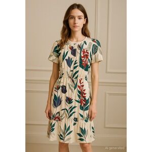 Tory Burch 100% Silk Floral Dress Size 0 Tropical Resort Luxury Boho Designer